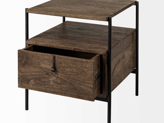 24" Brown Solid Wood Square End Table