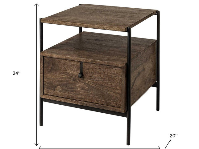 24" Brown Solid Wood Square End Table
