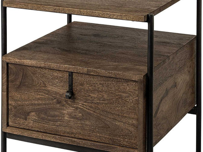 24" Brown Solid Wood Square End Table