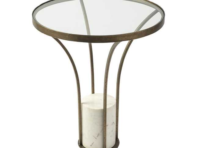 24" Black And White Glass Round End Table