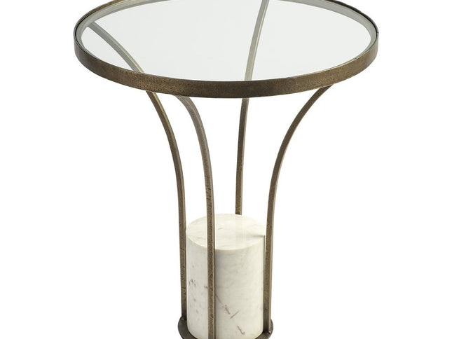 24" Black And White Glass Round End Table