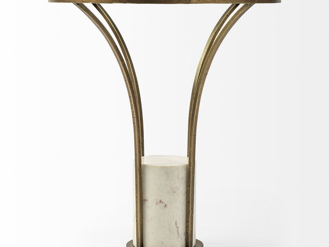 24" Black And White Glass Round End Table