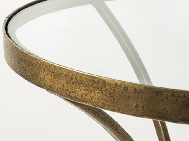 24" Black And White Glass Round End Table