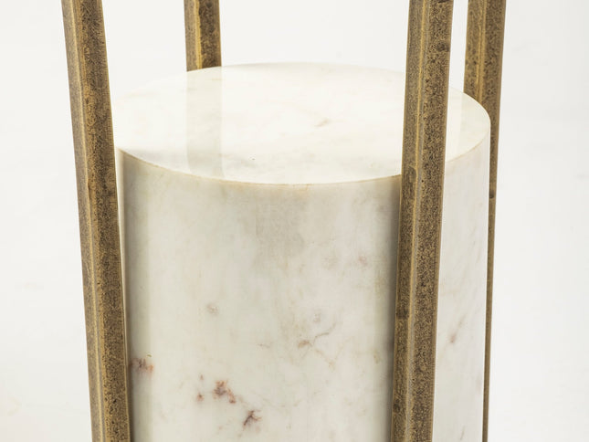 24" Black And White Glass Round End Table