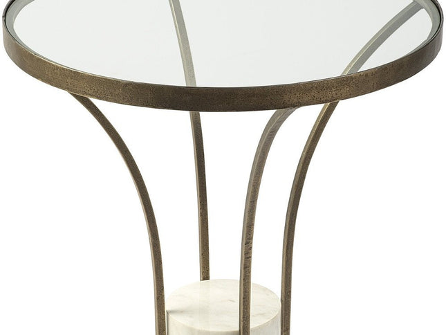 24" Black And White Glass Round End Table