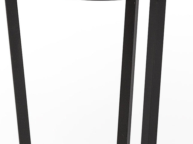 21" Black And White Marble Round End Table