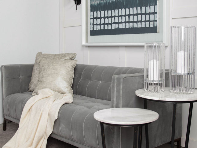 25" Black And White Marble End Table