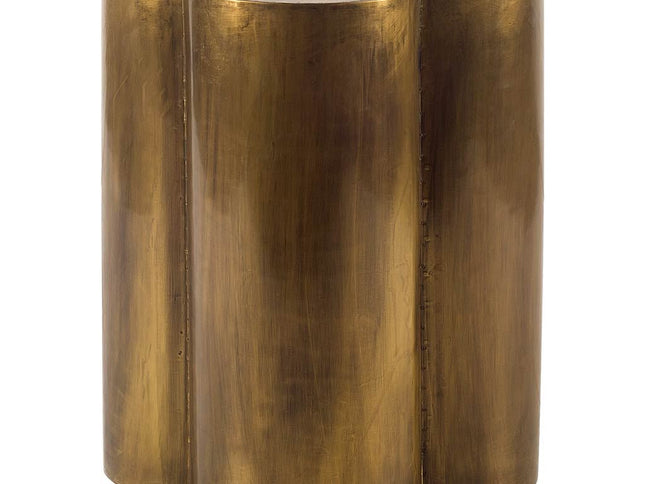 22" Brass And Antique Brass Brass End Table