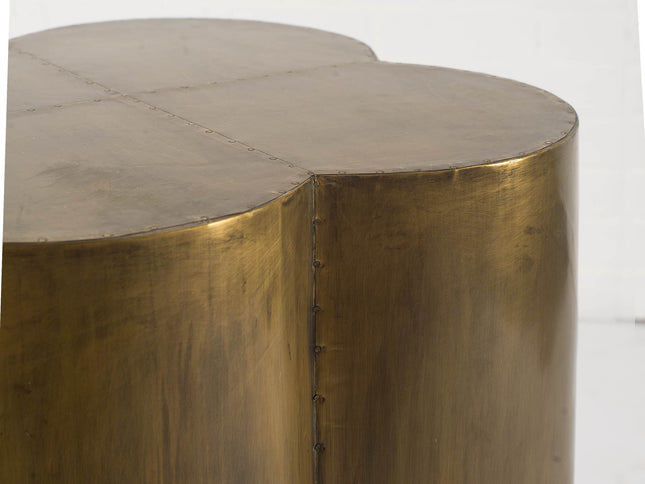 22" Brass And Antique Brass Brass End Table