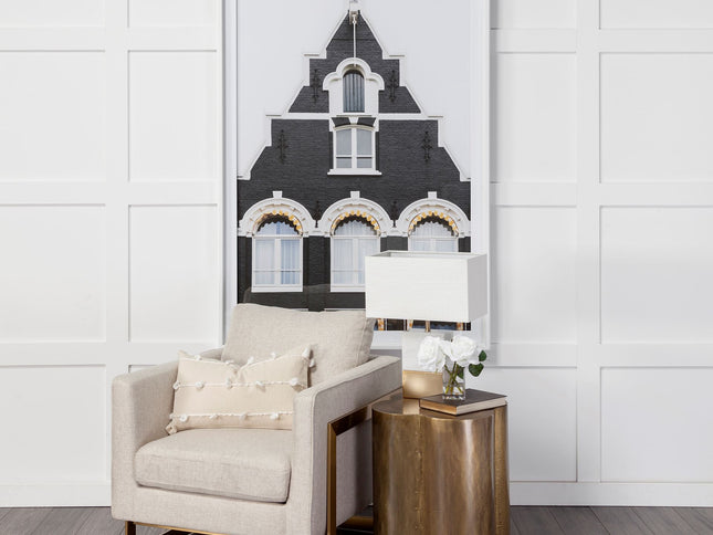 22" Brass And Antique Brass Brass End Table