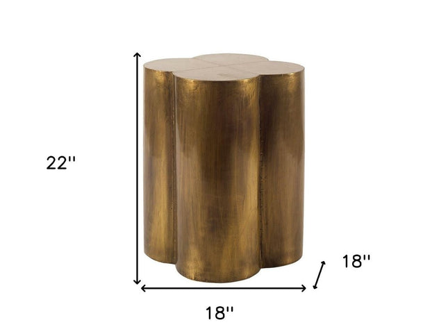 22" Brass And Antique Brass Brass End Table