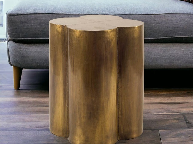 22" Brass And Antique Brass Brass End Table