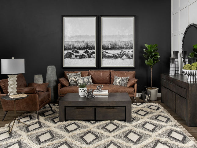 24" Slate Gray And Black Stone End Table