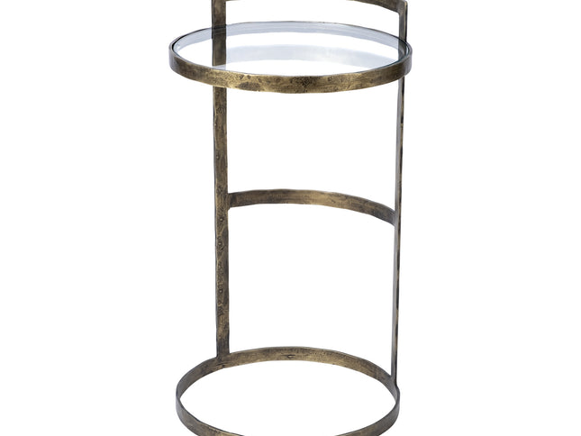 27" Gold And Clear Glass Round End Table