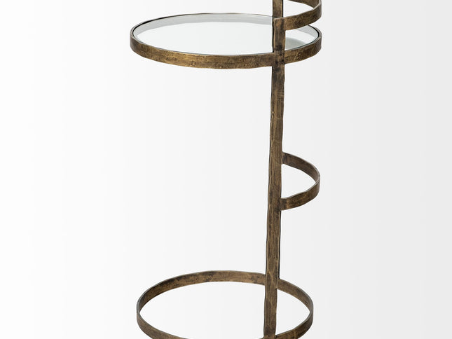 27" Gold And Clear Glass Round End Table