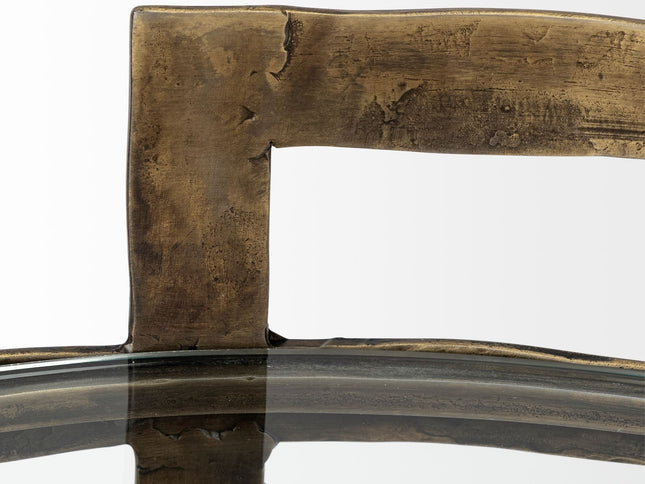 27" Gold And Clear Glass Round End Table