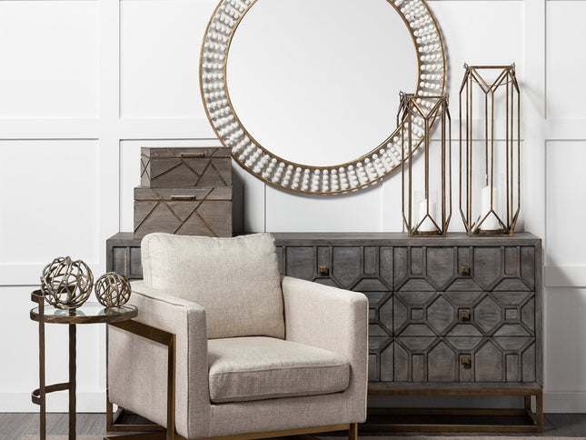 27" Gold And Clear Glass Round End Table