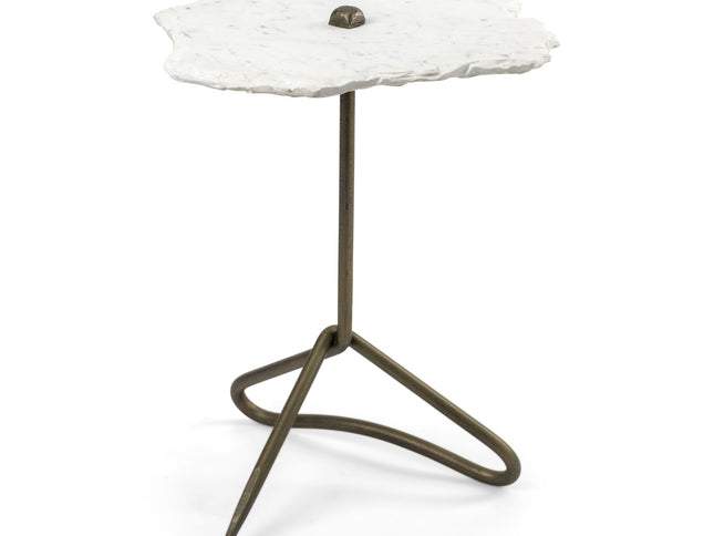 23" Gold And White Marble End Table