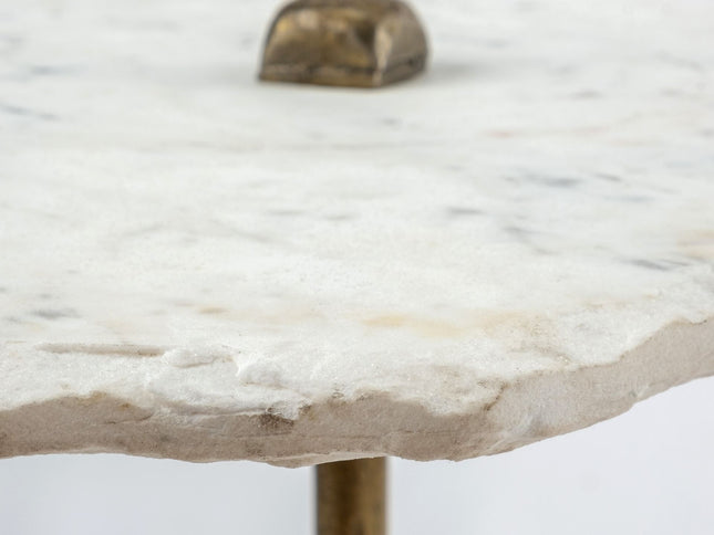 23" Gold And White Marble End Table