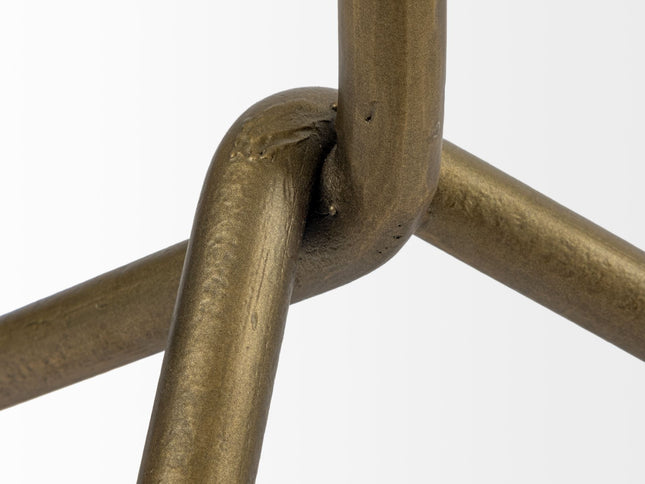 23" Gold And White Marble End Table