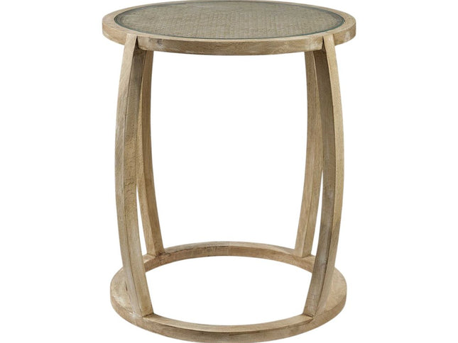 26" Brown And Clear Glass Round End Table