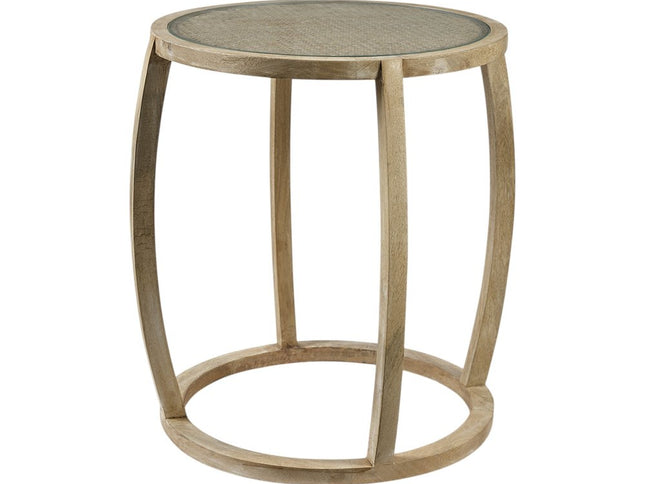 26" Brown And Clear Glass Round End Table