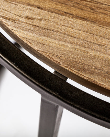 Set of Three 27" Black And Brown Solid Wood Round End Table