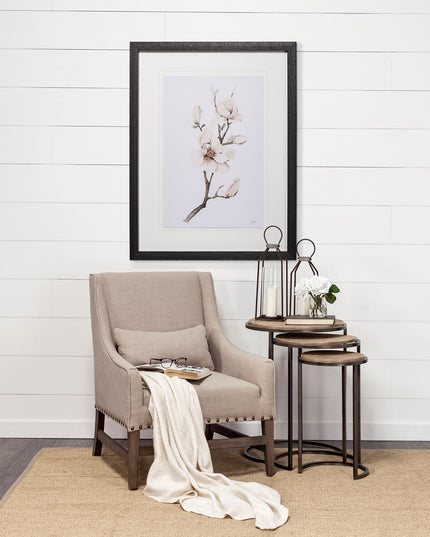 Set of Three 27" Black And Brown Solid Wood Round End Table
