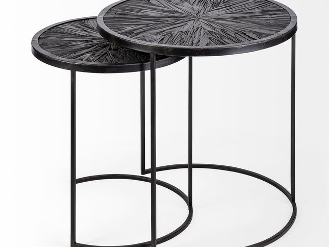 Set of Two 20" Black Round End Table