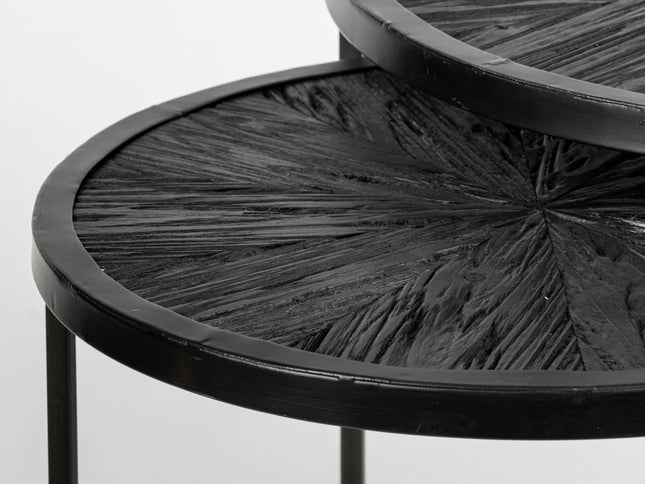 Set of Two 20" Black Round End Table