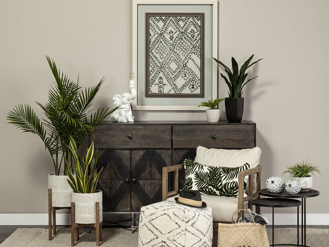 Set of Two 20" Black Round End Table