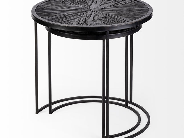 Set of Two 20" Black Round End Table