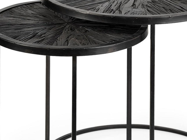 Set of Two 20" Black Round End Table