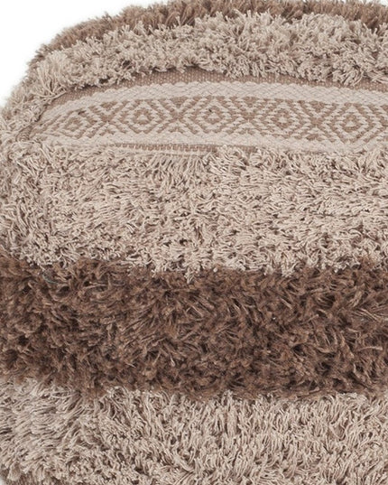 18" Beige Striped Pouf Ottoman
