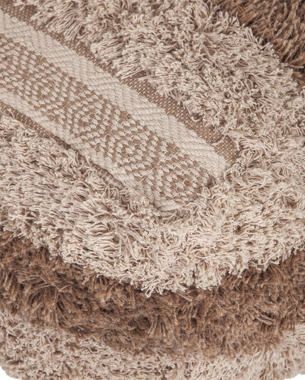 18" Beige Striped Pouf Ottoman