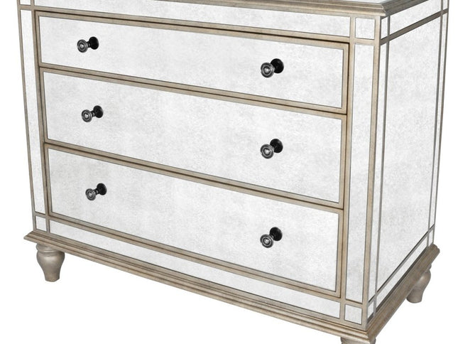 Rectangle Mirrored Three Drawer Console Storage Chest