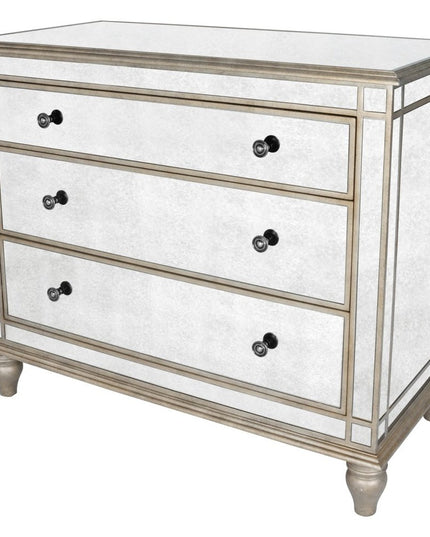 Rectangle Mirrored Three Drawer Console Storage Chest