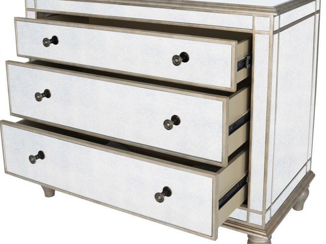 Rectangle Mirrored Three Drawer Console Storage Chest