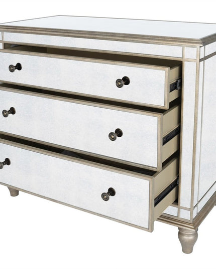 Rectangle Mirrored Three Drawer Console Storage Chest