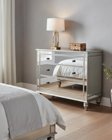 Rectangle Mirrored Three Drawer Console Storage Chest