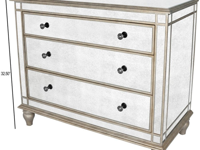 Rectangle Mirrored Three Drawer Console Storage Chest