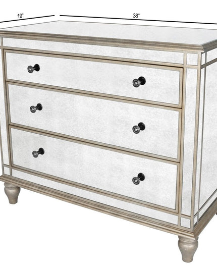 Rectangle Mirrored Three Drawer Console Storage Chest