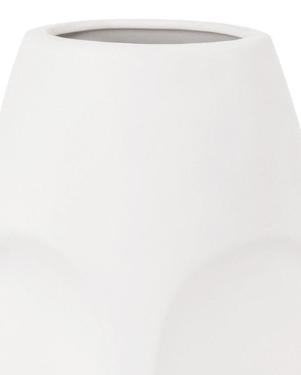 Set of Two Ceramic White Cylinder Table Vases