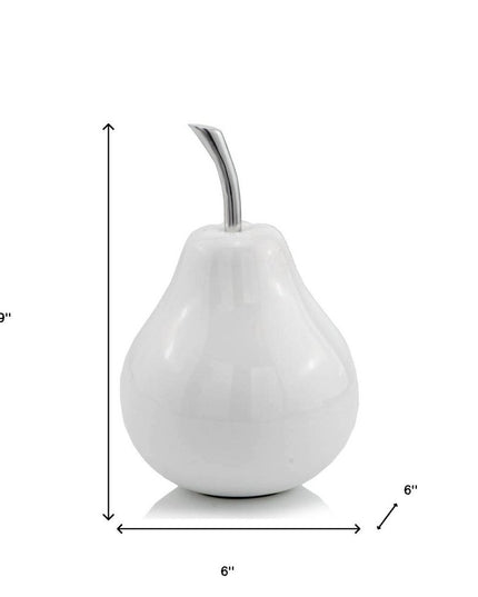 White Medium  Pear Shaped Aluminum Accent Home Decor