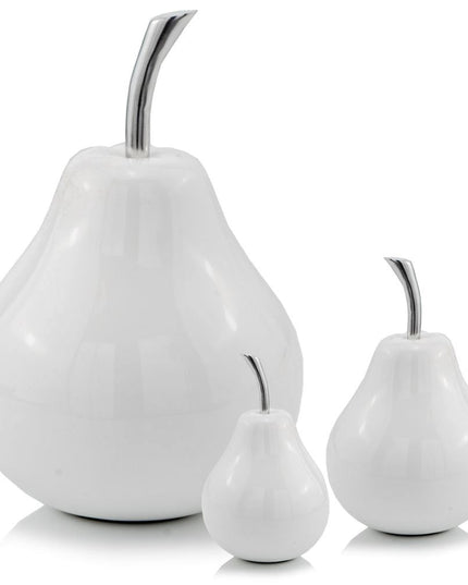 White Medium  Pear Shaped Aluminum Accent Home Decor