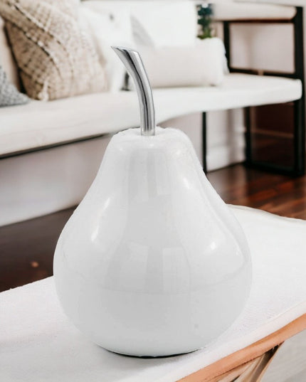 White Medium  Pear Shaped Aluminum Accent Home Decor