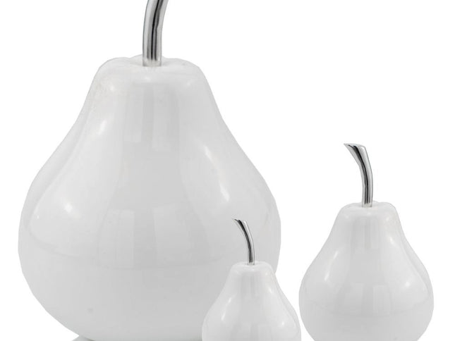 White Medium  Pear Shaped Aluminum Accent Home Decor