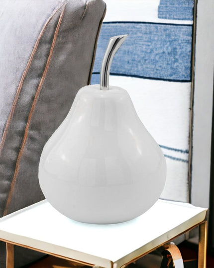 White Medium  Pear Shaped Aluminum Accent Home Decor