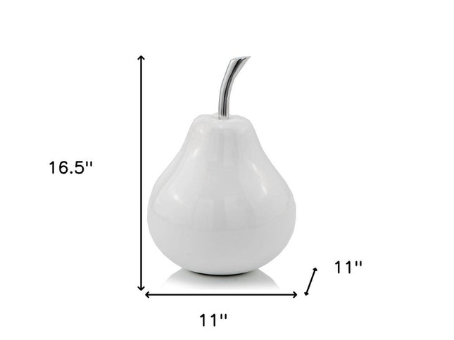 White Medium  Pear Shaped Aluminum Accent Home Decor