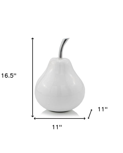 White Medium  Pear Shaped Aluminum Accent Home Decor